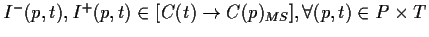$ I^-(p,t), I^+(p,t) \in [C(t) \rightarrow C(p)_{MS}], \forall (p,t) \in P \times T$